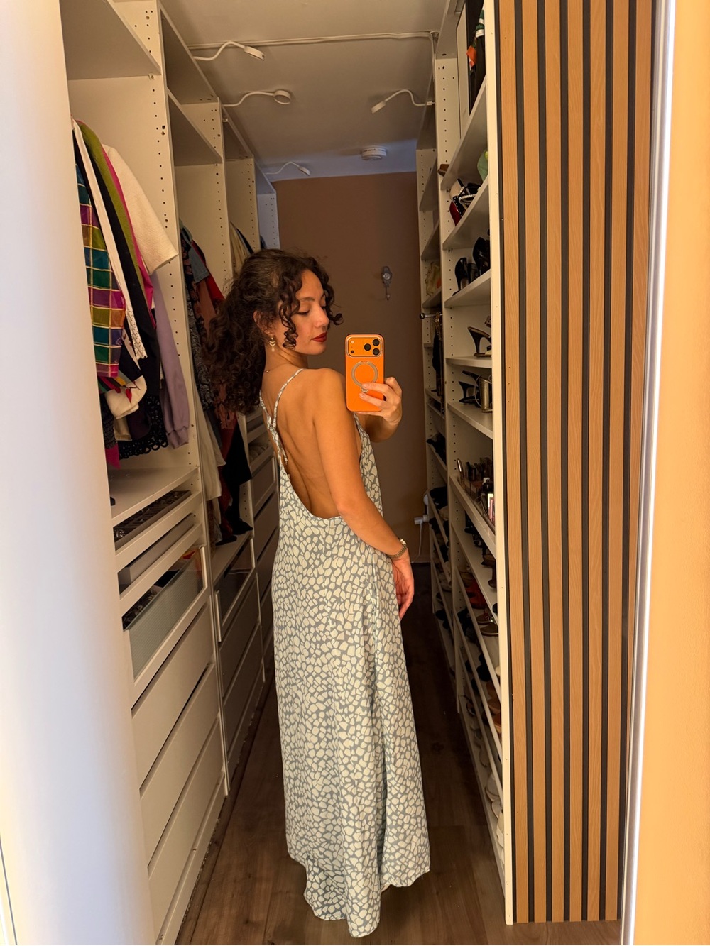 Lani Pale Blue and White Printed Maxi Dress